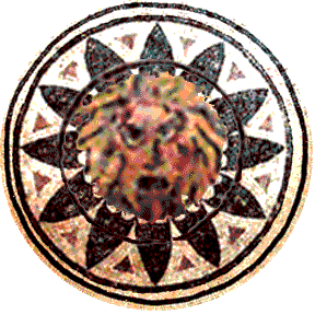 Altered photo of a mosaic on a wall in a stairwell of the British Museum, origninal phontograph by Jim McPherson, 2005