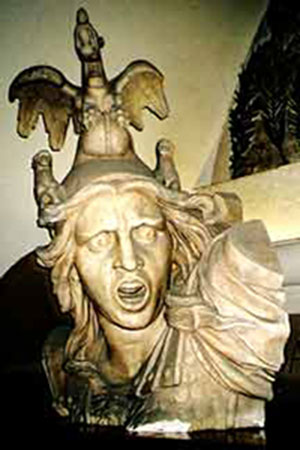Bust reminiscent of Helios and All of Incain, photo by Jim McPherson, Paris, 2004