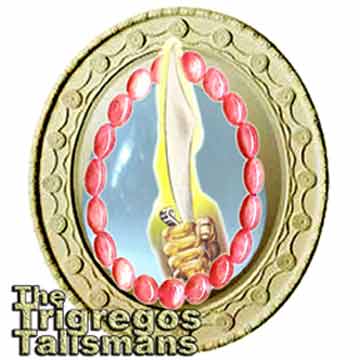 The Trigregos Talismans are a curved blade,a mirror and a bloodstone tiara, preparred on PHOTOSHOP by Jim McPherson, 2005