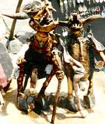 A pair of demonic statuettes  suggestive of Trala's chimera, spotted in Salvador, Brazil, photo by Jim McPherson, 2006