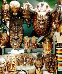 A wall of demon masks spotted in Salvador, Brazil, photo by Jim McPherson, 2006